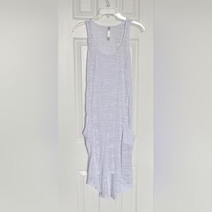 Womens (Medium) Sheer White Pattern Sleeveless Racerback Maxi Swim Coverup Dress